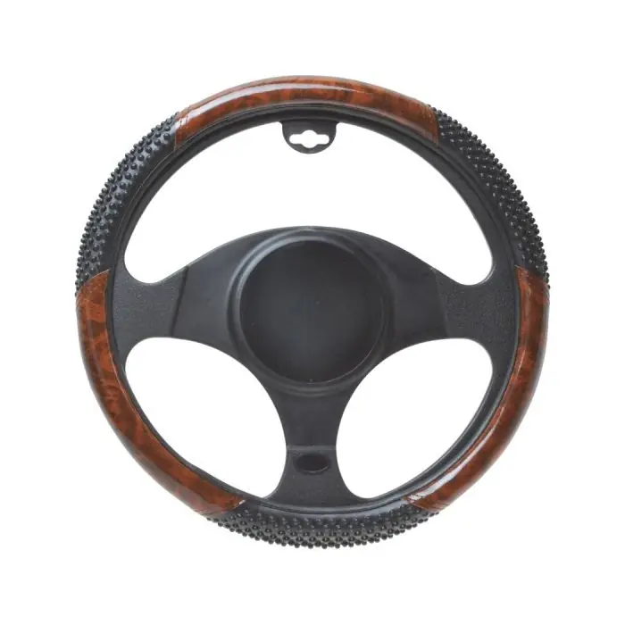Potah na volant černý / imitace dřeva - masážní 37-39cm Cenově Výhodný