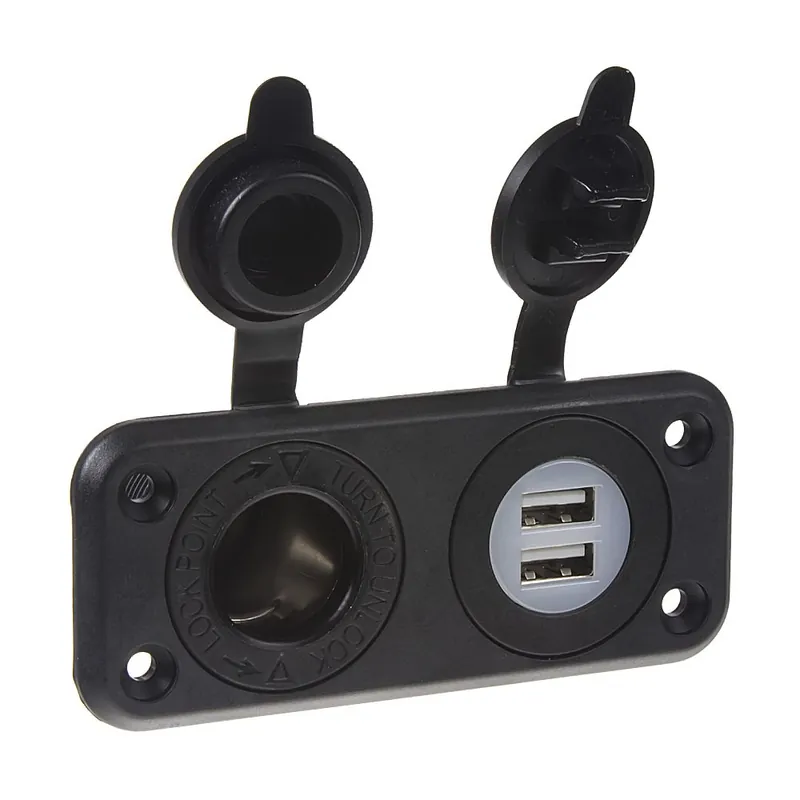 Cenový Hit Zásuvka do panelu 12V / 24V - dvojitá 1x CL zásuvka / 2x USB vstup