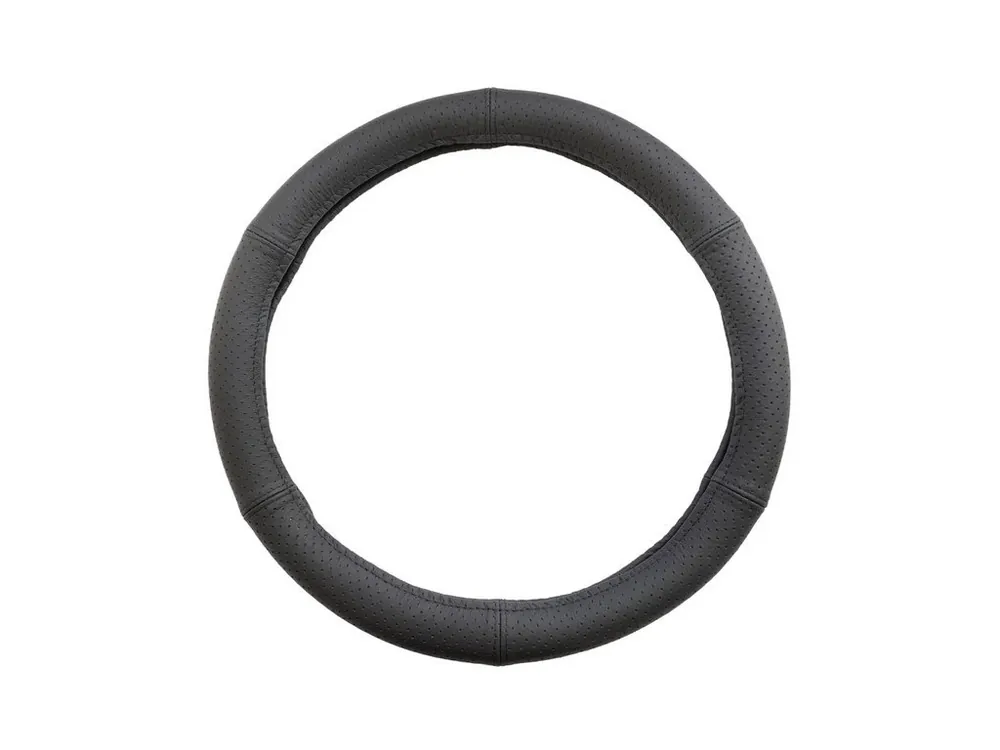 Cenový Hit Potah volantu černý kožený, perforovaný, M 37-39cm, 10061CP