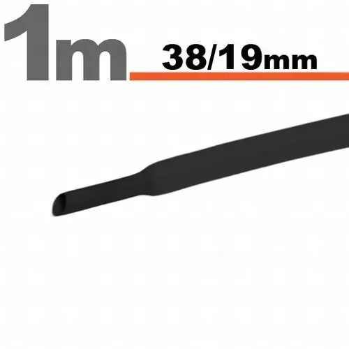 Smršťovací bužírky - 38mm černé 1m (3ks) Sleva