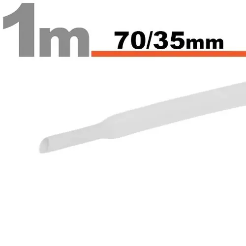 Smršťovací bužírky - 70mm bílé 1m (2ks) Jen Po Omezenou Doba