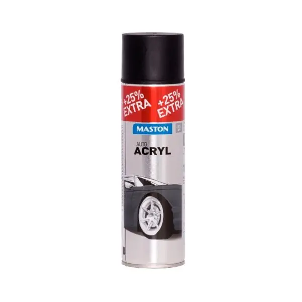 Barva ve spreji - černá matná MasAutoACRYL Matt Black (500ml) Super Cena