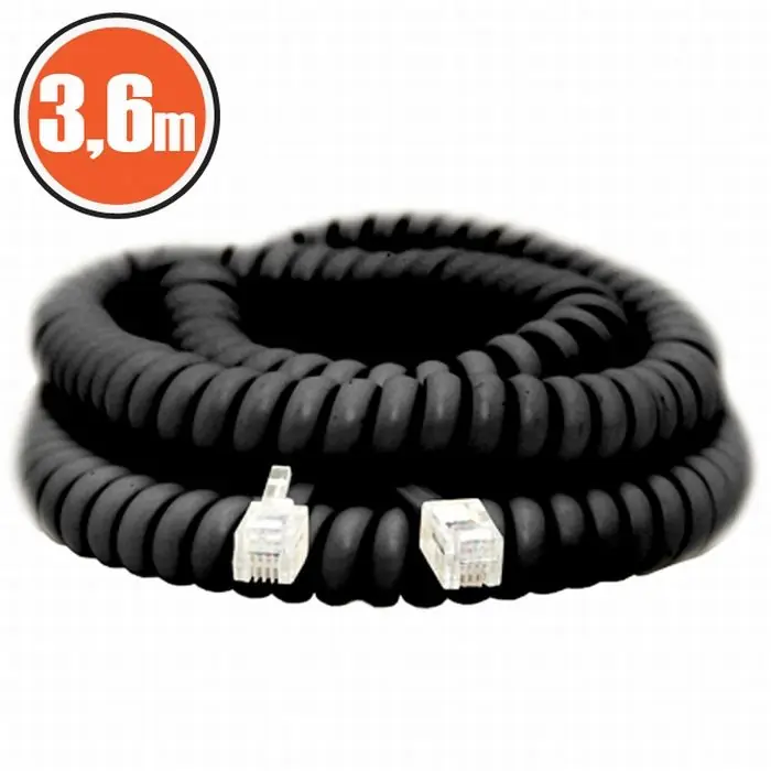 Telefonní kabel - 4P4C / 4P4C / kroucený / černý (3,6m) Dokud Zásoby Vydrží