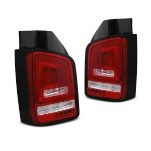 Zadní světla VW T5 03-09 RAISED FLAP - červená/bílá FULL LED SEQ INDICATOR Vrácení Zdarma