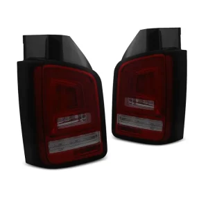 Zadní světla VW T5 03-09 RAISED FLAP - červená/kouřová FULL LED SEQ INDICATOR Výprodej