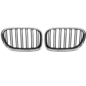 Originální Přední maska, ledvinky BMW F01 09-07.12 DUBLE BAR chrom černá