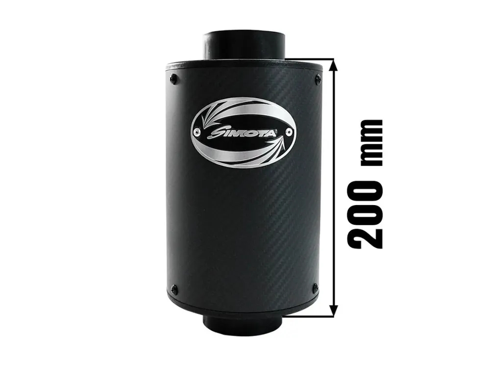 Sportovní vzduchový filtr SIMOTA - universál, karbon Airbox 200x130 77mm Vysoce Kvalitní