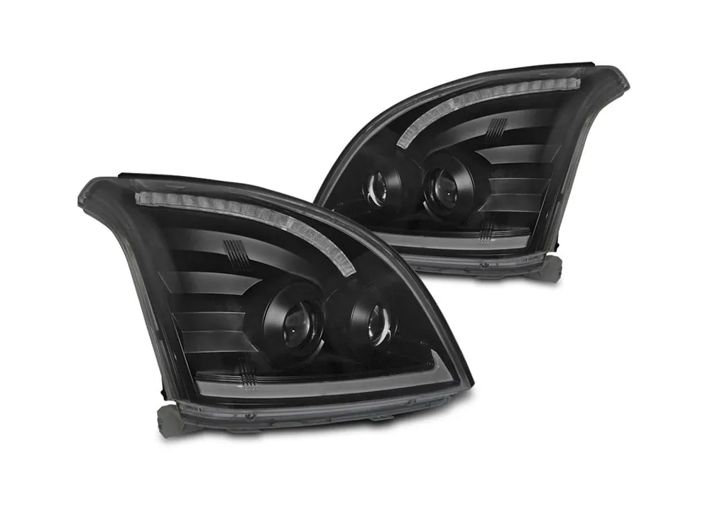 Přední světla Toyota Land Cruiser 120 03-09 TUBE LIGHT SEQ LED - černá Super Cena