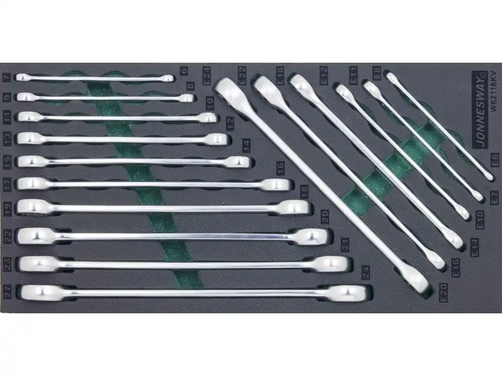 Modul pěnový - klíče očkové a TORX-E, sada 16 ks - JONNESWAY W62116KV Nejlepší Cena