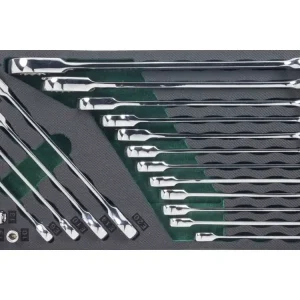 Modul pěnový - ráčnové klíče očkoploché a TORX-E, s adaptéry, 20 ks - JONNESWAY W45120KV Časově Omezené