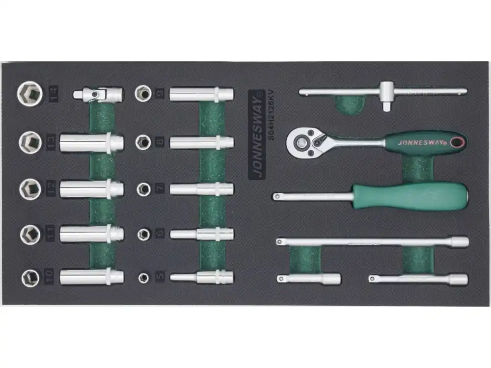 Modul pěnový - gola sada 1/4", 6hranné hlavice 5 - 14 mm, 26 dílů - JONNESWAY S04H2126KV Nová Kolekce