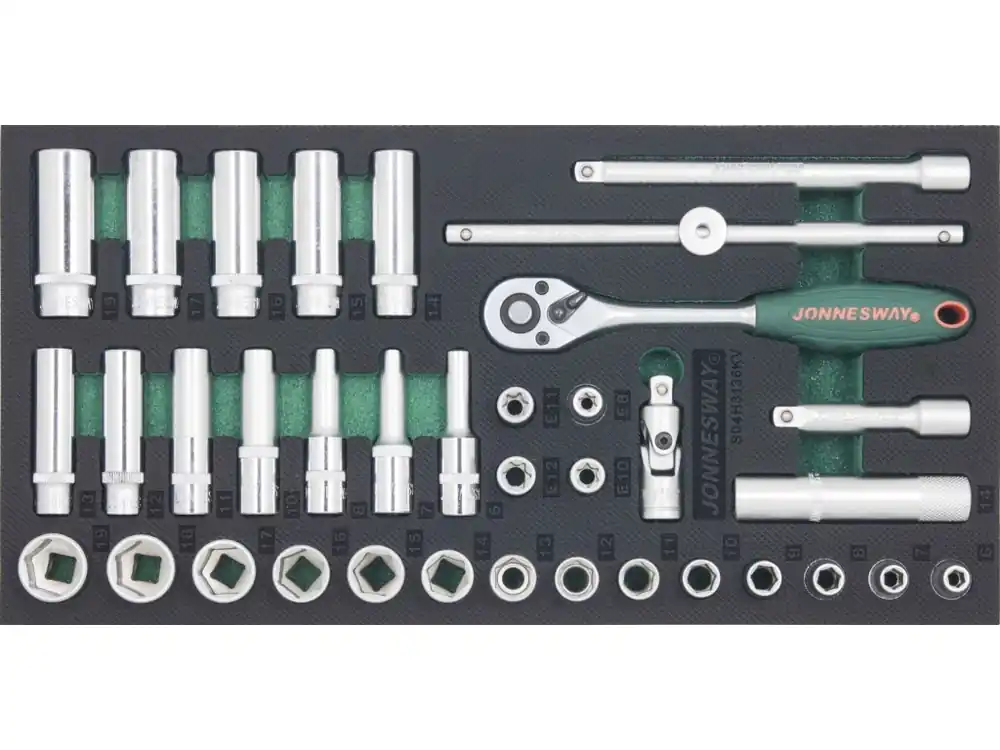 Modul pěnový - gola sada 3/8", hlavice 6hranné a TORX-E, 36 dílů - JONNESWAY S04H3136KV Poslední Šance