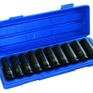 Hlavice nástrčné úderové 1/2", 10 - 24 mm, 6hranné, prodloužené, sada 10 ks Dokud Zásoby Vydrží