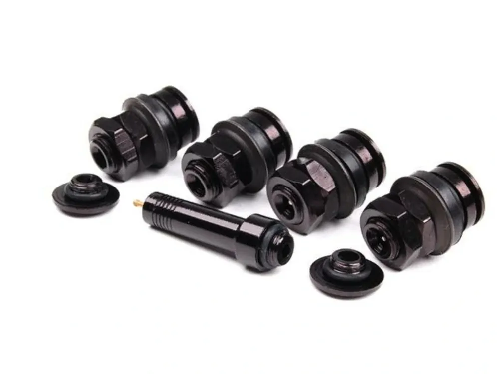 Bezdušové ventily skryté, kovové černé, pro otvor 11.3 mm, sada 4 ks s adaptérem Aktuální