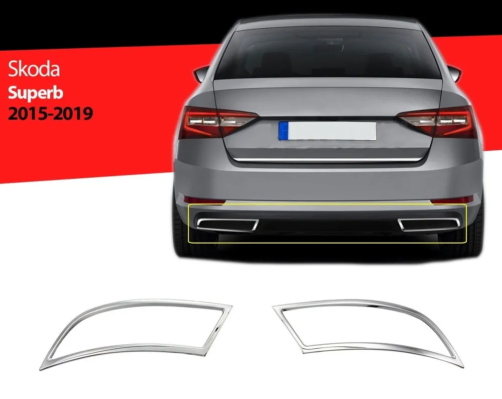 Víkendová Akce Škoda Superb III 2015-2019 - Nerez rámečky koncovek výfuku