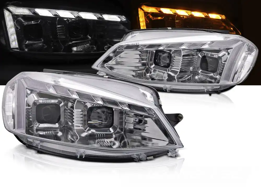 Cenová Bomba Volkswagen Golf VII 2017-2019 - přední FULL LED světla CHROMOVÁ DRL SEQ