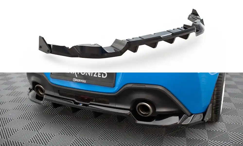 Zlevněný Toyota GR86 Mk1, středový spoiler pod zadní nárazník s křidélky v.1 s žebrováním, Maxton design