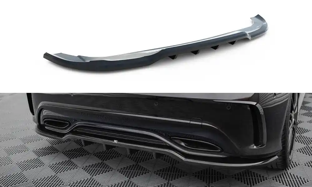 Koupit Online Mercedes třída A W176 Facelift AMG-Line, středový spoiler pod zadní nárazník s žebrováním, Maxton Design