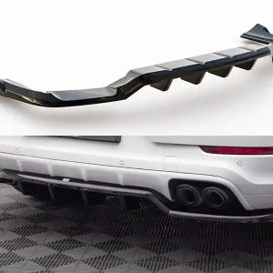Porsche Cayenne Mk3 Coupe, středový spoiler pod zadní nárazník s žebrováním, Maxton Design Autentický