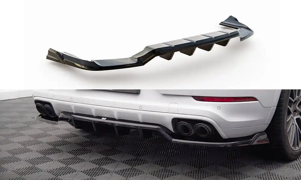 Porsche Cayenne Mk3 Coupe, středový spoiler pod zadní nárazník s žebrováním, Maxton Design Autentický