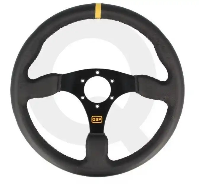 QSP - sportovní volant kožený plochý 350mm Expresní Doručení
