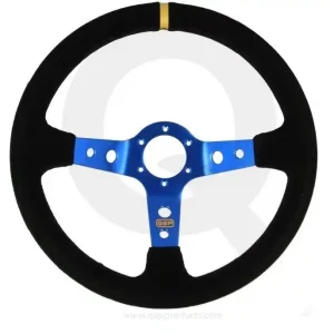 QSP - sportovní volant semišový prohlý hloubka 90mm / průměr 350mm MODRÉ RAMENA Nakupujte Hned