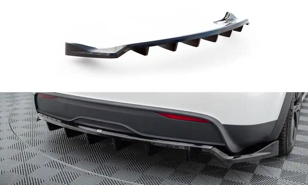 Tesla Model X Mk1 Facelift, středový spoiler pod zadní nárazník s žebrováním, Maxton Design Omezená Nabídka