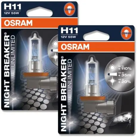 Žárovka H11 Osram Night Breaker Unlimited + 110% (1 ks) Omezená Nabídka