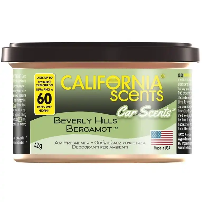 Akční Cena Vůně do auta, plechovka CALIFORNIA CAR SCENTS, citrusová vůně Beverly Hills Bergamot