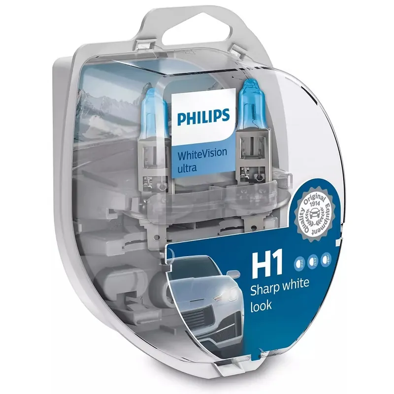 Žárovky H1 Philips WhiteVision ultra + 60% (DUO BOX 2 ks) Levný
