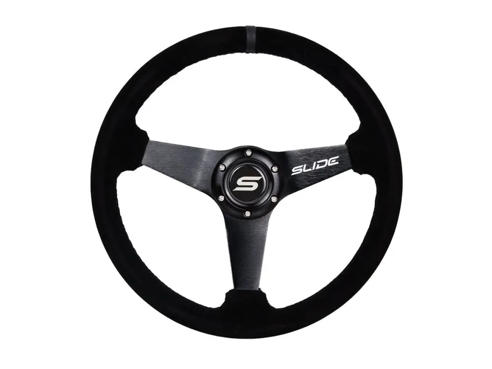 Nejprodávanější Sportovní volant SLIDE 350mm offset 20mm semišová černá
