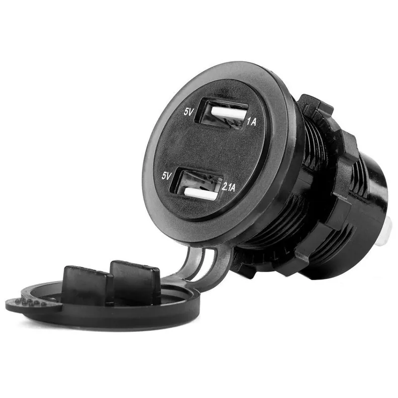 Značkový Vestavná nabíječka do auta 2x USB + voltmetr AMIO MOD-06