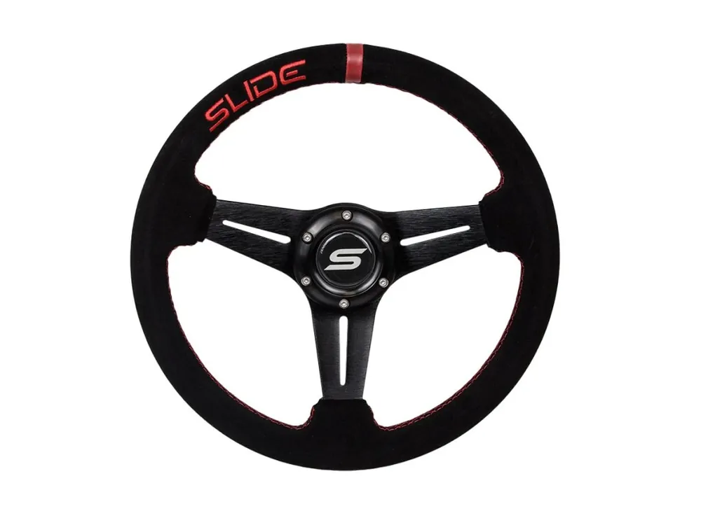 Sportovní volant SLIDE 330mm offset 45mm semišová červená Nakupujte Hned