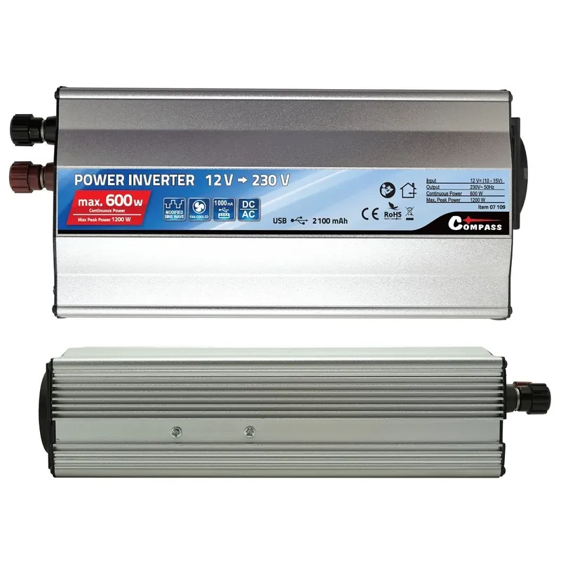 Nízká Cena Měnič napětí z 12V > 230V, 600W 1200W s USB COMPASS