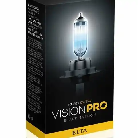 Žárovky H7 Elta VISION PRO BLACK se 180% světla navíc (TWIN PACK 2 ks) Oblíbený