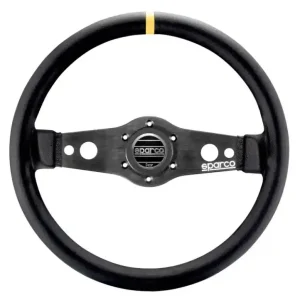 Originální Sparco R215 závodní volant 350 mm, hloubka volantu plochý, materiál kůže