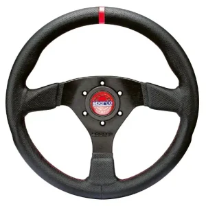 Sparco R383 sportovní volant 330 mm, materiál věnce kůže s červeným prošitím Nová Kolekce