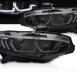 Tovární Cena HONDA CIVIC X 16-21 - přední světla černá DRL SEQ