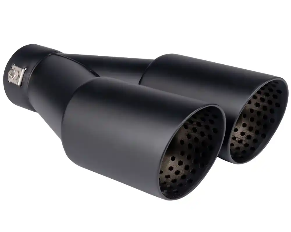Jen Po Omezenou Doba Dvojitá koncovka výfuku AMIO, 2x Ø 76 mm, kulatá, perforovaná, černá matná