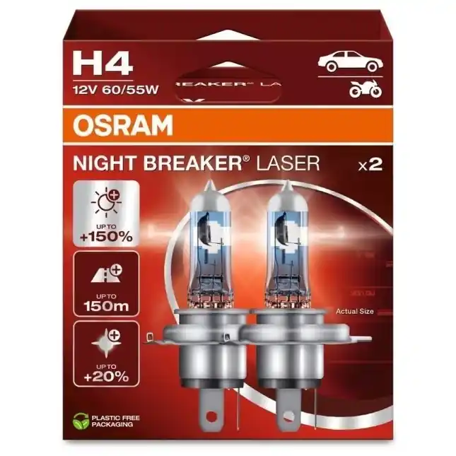 Žárovky H4 Osram Night Breaker LASER +150% (DUO BOX 2 ks) Vrácení Zdarma