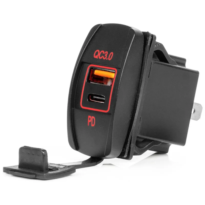 Nízká Cena Vestavná nabíječka do auta USB a USB-C QC3.0 ve tvaru lodi AMIO