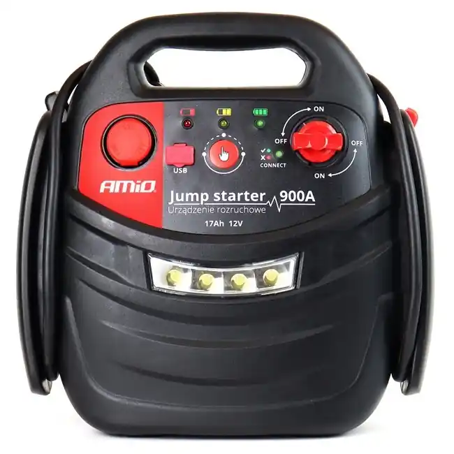 Startovací zdroj s kompresorem a powerbankou AMIO 900A 17 Ah 12V Cenová Bomba