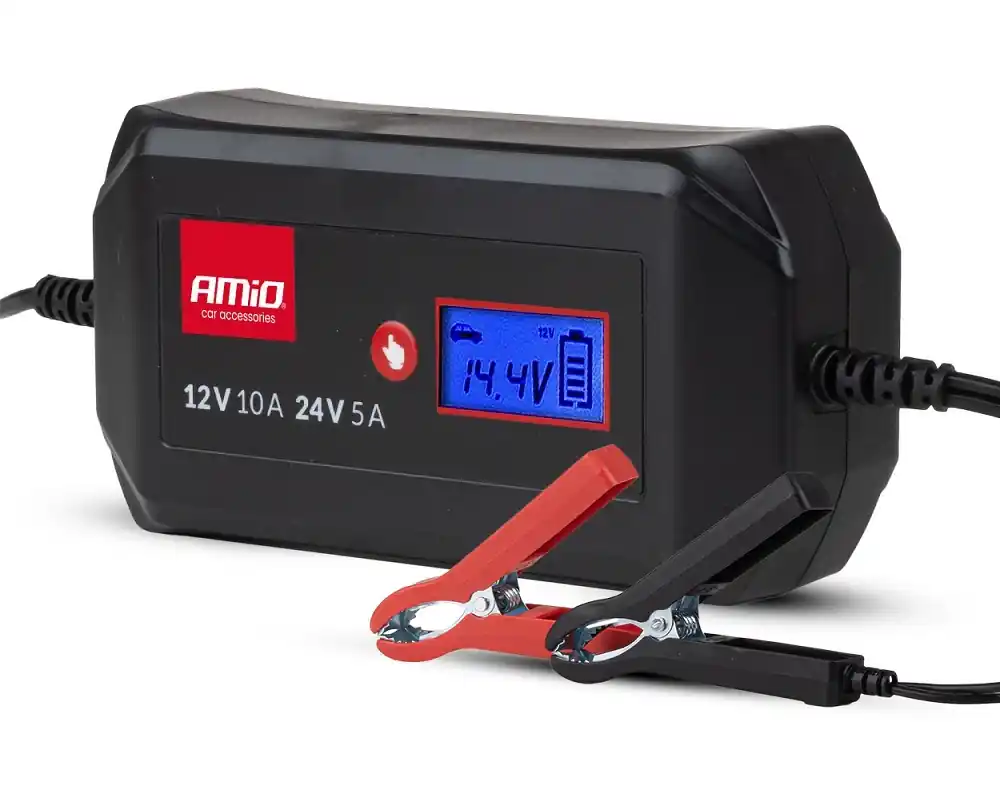 Vysoce Kvalitní Inteligentní nabíječka AMIO 12V/24V 10A (12V 50-100Ah 24V 50Ah)