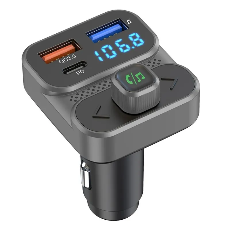 Vysoce Kvalitní FM transmitter bluetooth s funkcí nabíječky 2x USB-A USB-C AMIO