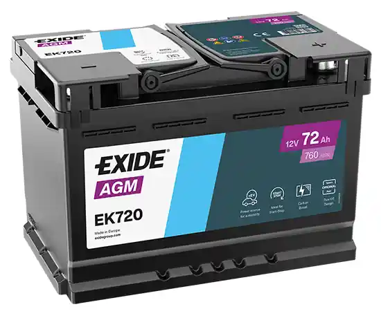 Autobaterie EXIDE Start-Stop AGM, 12V, 72Ah, 760A, EK720 Novinka