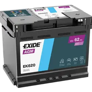 Tovární Cena Autobaterie EXIDE Start-Stop AGM, 12V, 62Ah, 680A, EK620