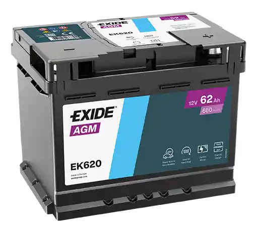 Tovární Cena Autobaterie EXIDE Start-Stop AGM, 12V, 62Ah, 680A, EK620