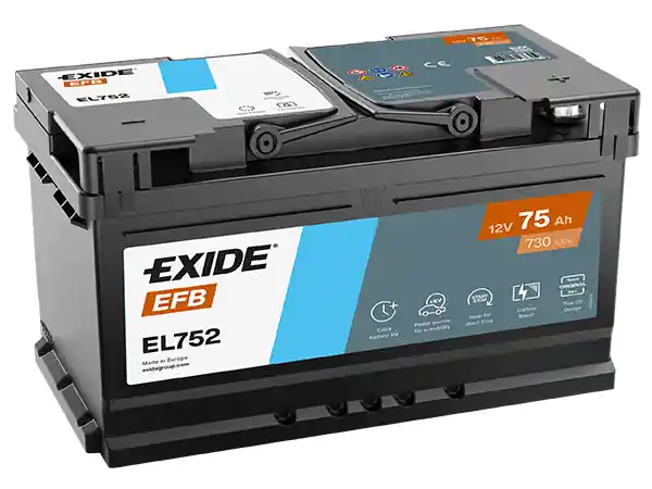 Objednat Nyní Autobaterie EXIDE Start-Stop EFB, 12V, 75Ah, 730A EL752 nízká
