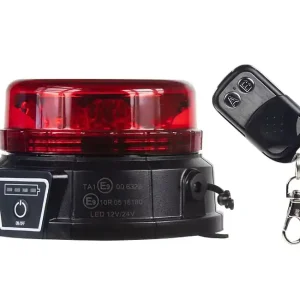 Super Cena AKU LED maják 12 LED s dálkovým ovládáním, magnetický, červený, ECE R10 CARCLEVER