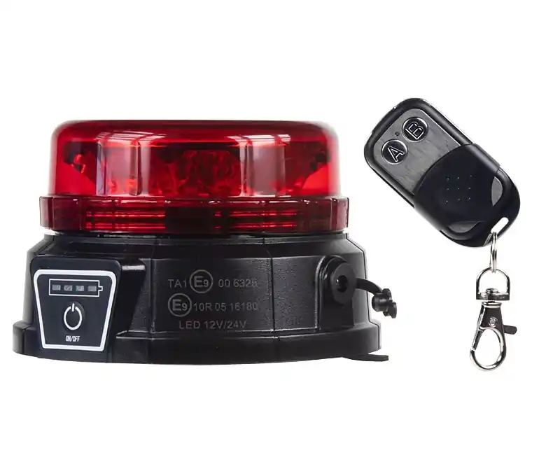 Super Cena AKU LED maják 12 LED s dálkovým ovládáním, magnetický, červený, ECE R10 CARCLEVER